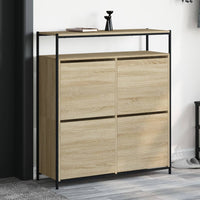 Schoenenkast 75X34X112 Cm Bewerkt Hout Kleurig Sonoma Eiken
