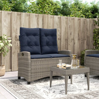 Tuinbankje Verstelbaar Met Kussens Poly Rattan Grijs