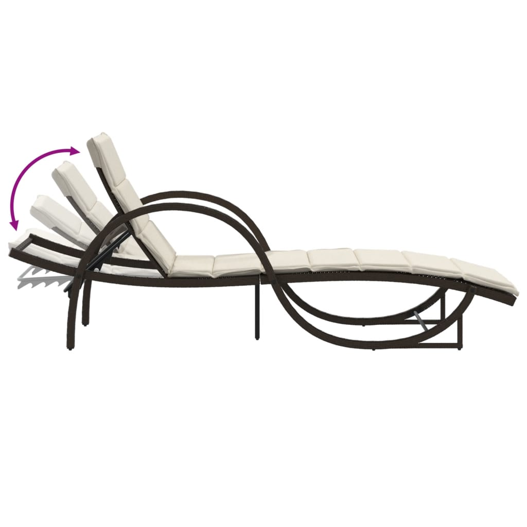 Ligbed Met Kussen 60X199X42 Cm Poly Rattan