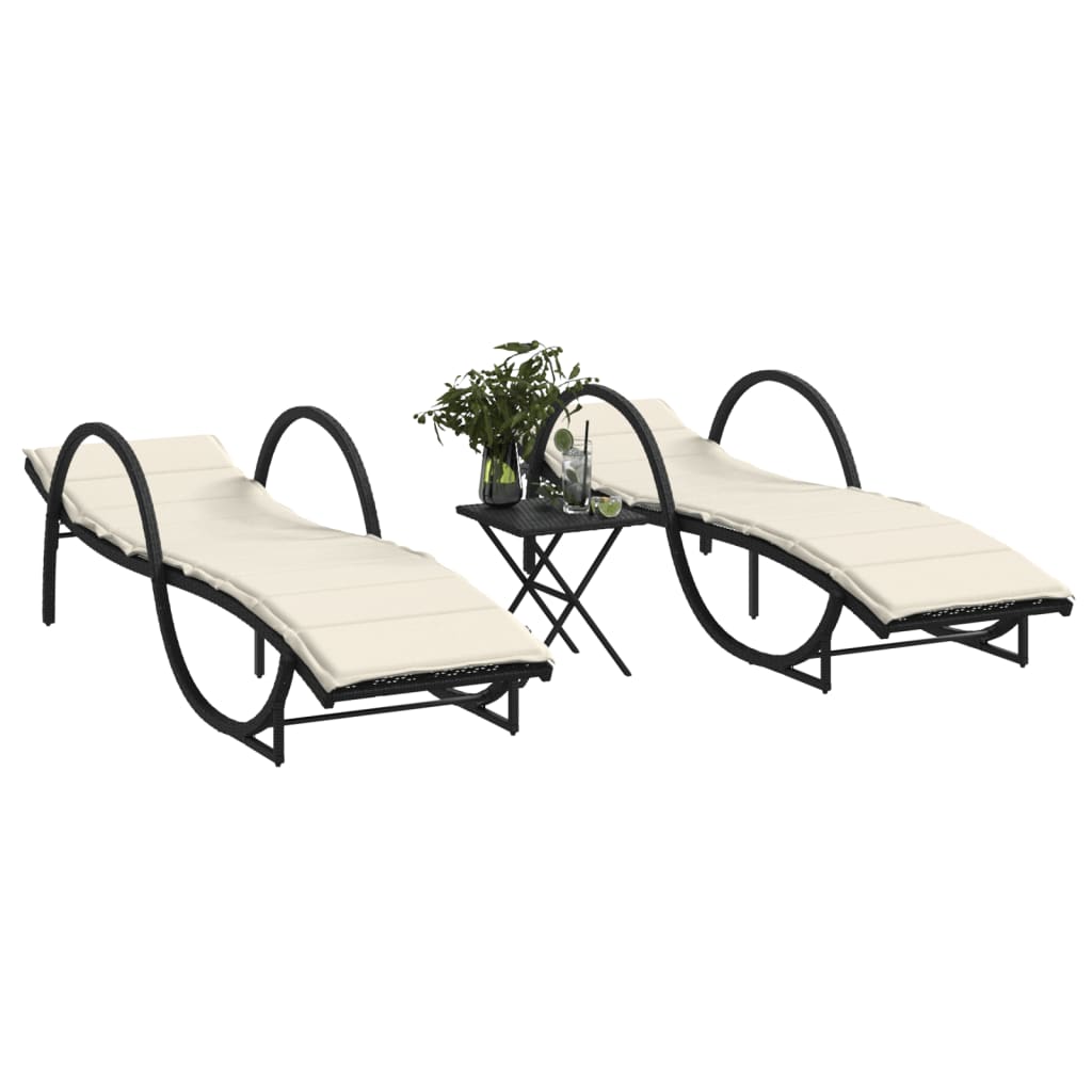 Ligbed Met Kussen 60X199X42 Cm Poly Rattan