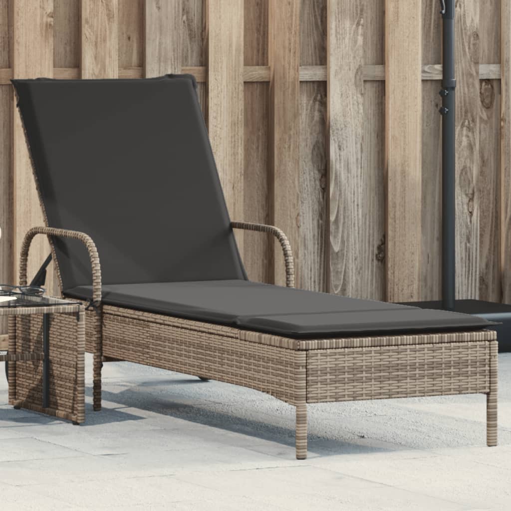 Ligbed Met Wielen En Kussen Poly Rattan
