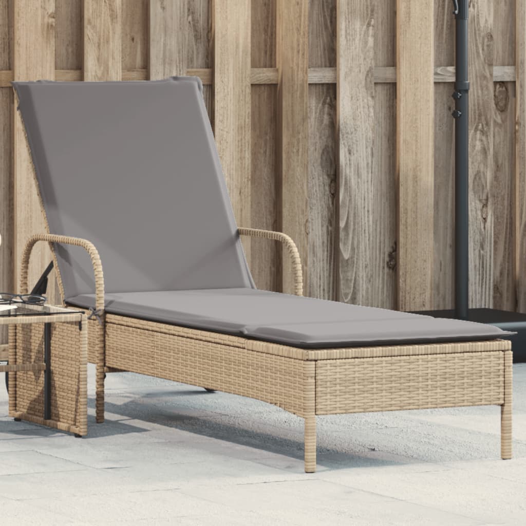Ligbed Met Wielen En Kussen Poly Rattan