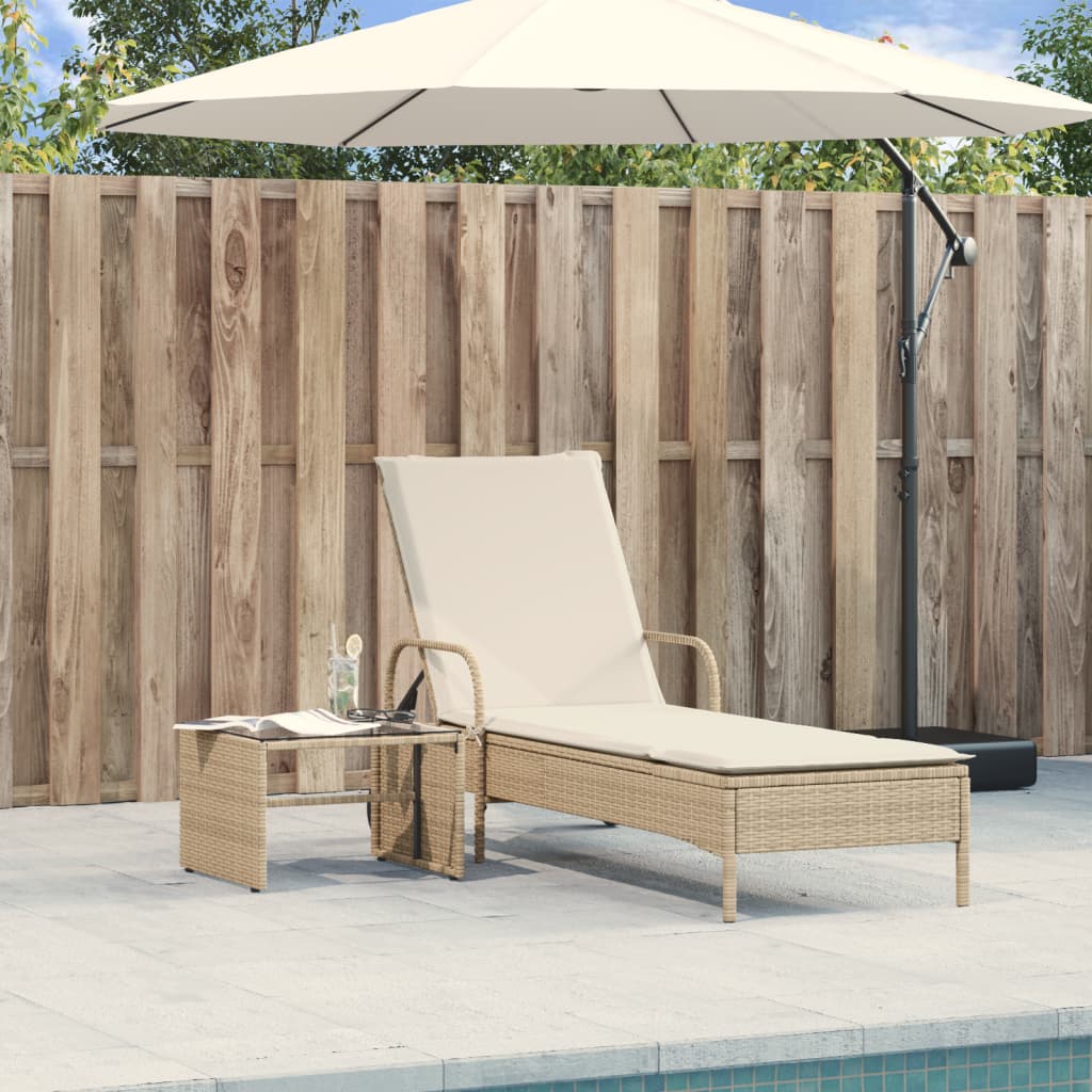 Ligbed Met Wielen En Kussen Poly Rattan