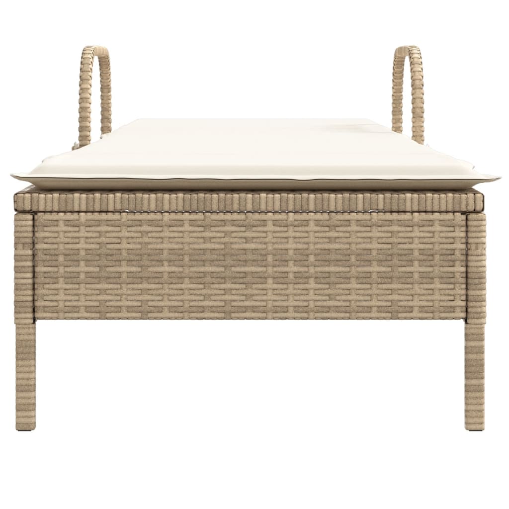 Ligbed Met Wielen En Kussen Poly Rattan