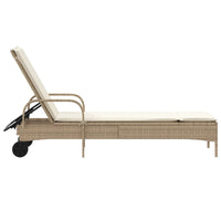 Ligbed Met Wielen En Kussen Poly Rattan