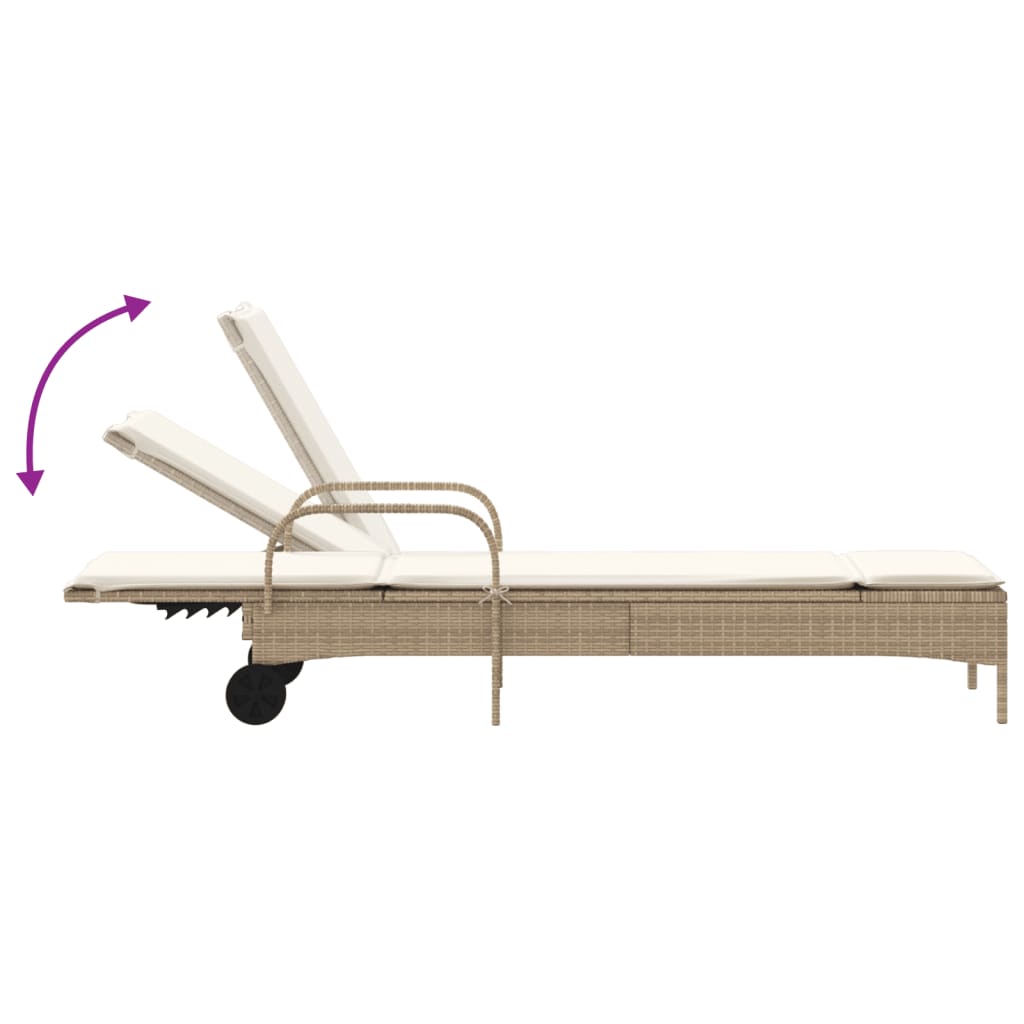Ligbed Met Wielen En Kussen Poly Rattan