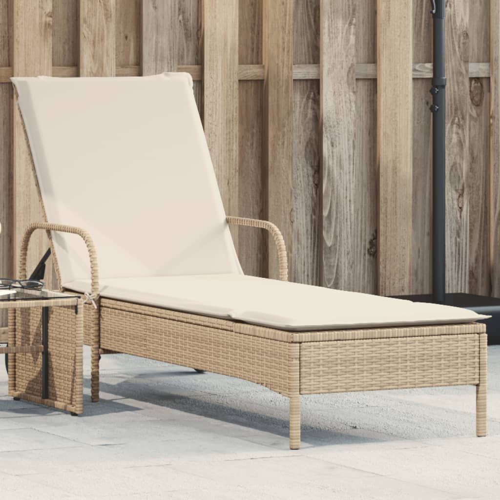 Ligbed Met Wielen En Kussen Poly Rattan