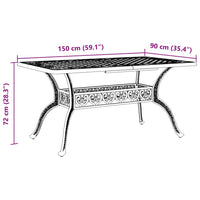 Tuintafel 150X90X72 Cm Gietaluminium Kleurig