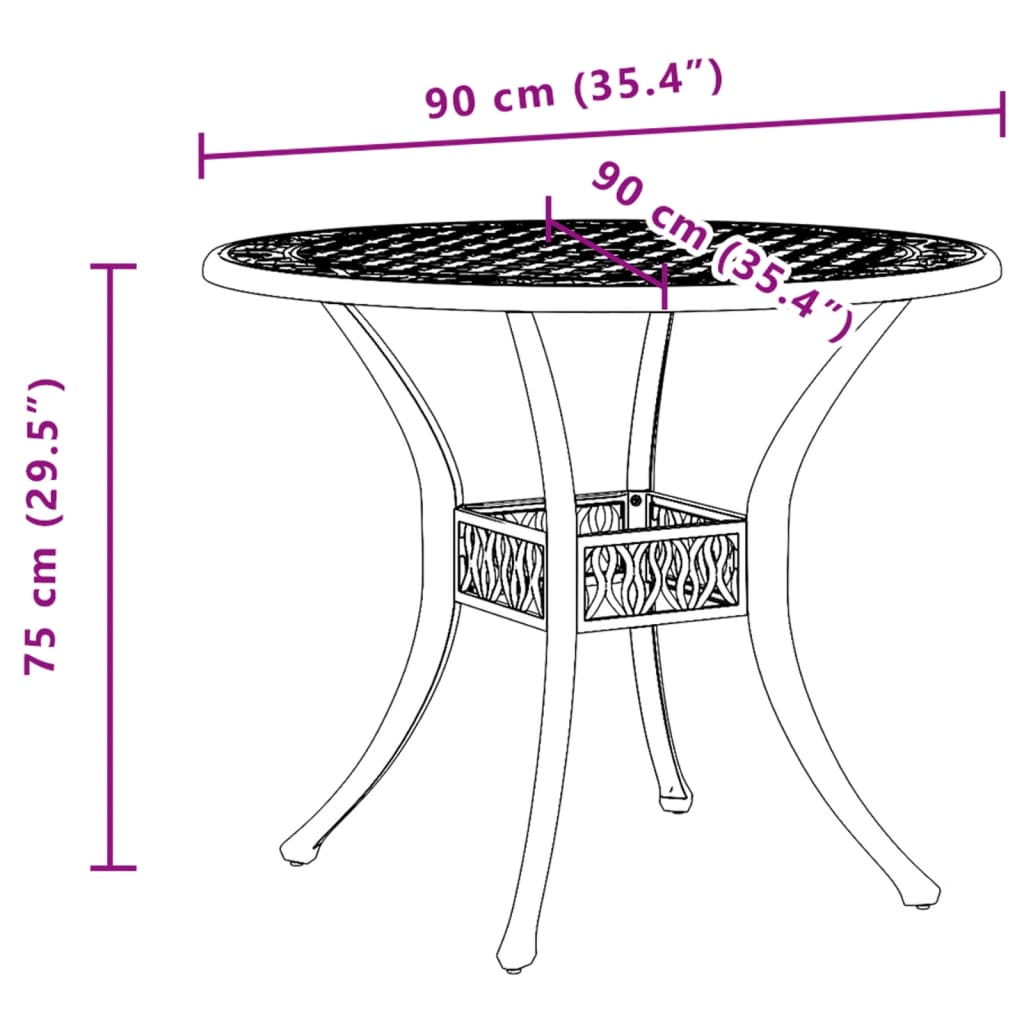 Tuintafel Ø 90X75 Cm Gietaluminium
