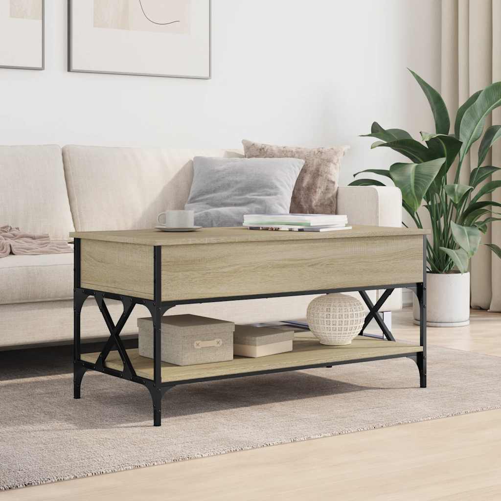 Salontafel 100X50X50 Cm Bewerkt Hout En Metaal