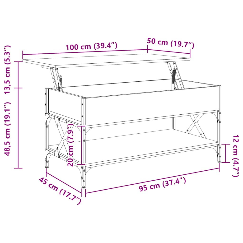 Salontafel 100X50X50 Cm Bewerkt Hout En Metaal