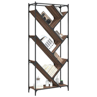 Boekenkast 79X30X180 Cm Bewerkt Hout En Metaal Bruin Eiken