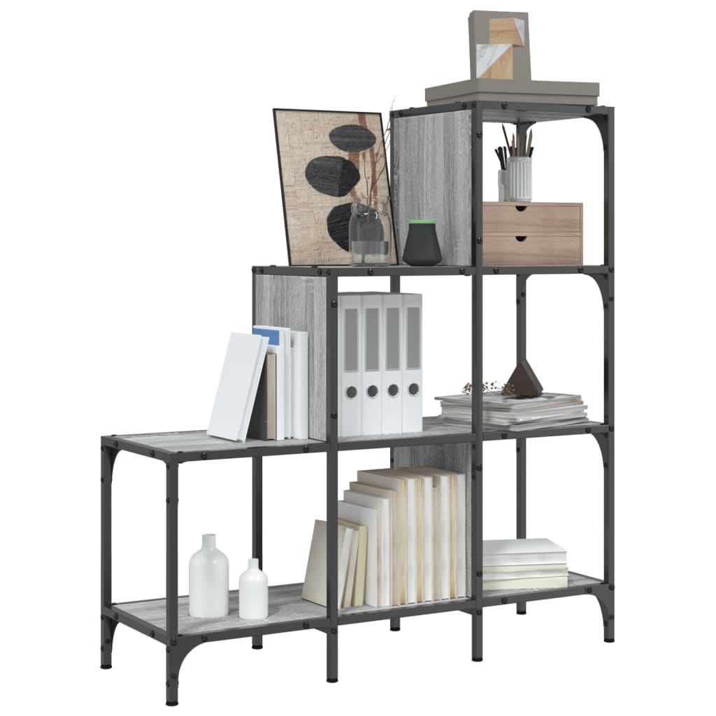 Boekenkast 92X30X Bewerkt Hout En Metaal Grijs Sonoma