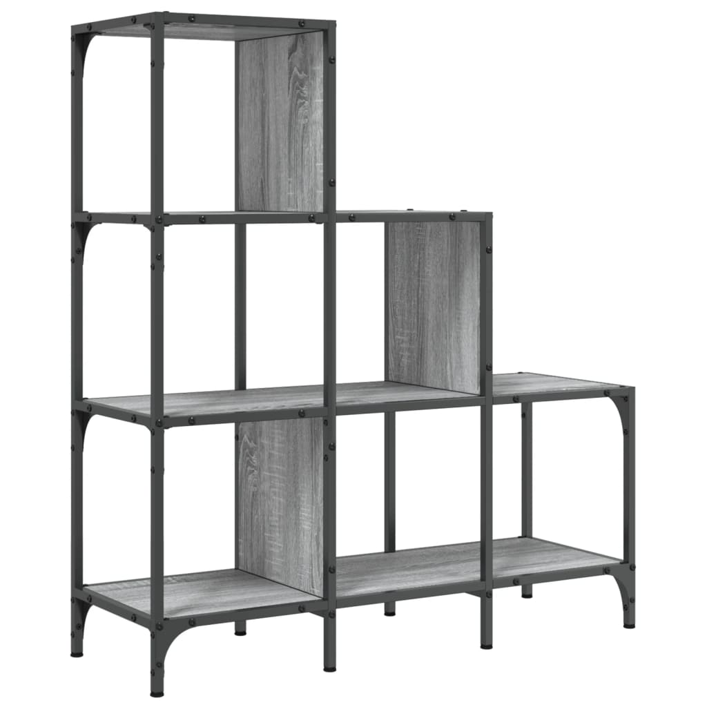 Boekenkast 92X30X Bewerkt Hout En Metaal Grijs Sonoma