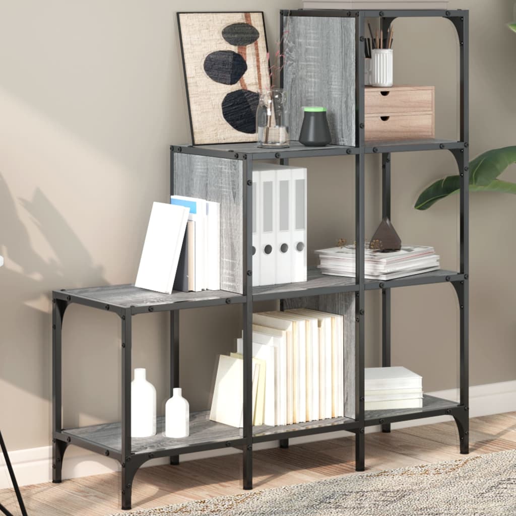 Boekenkast 92X30X Bewerkt Hout En Metaal Grijs Sonoma