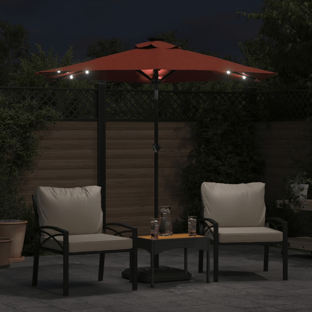 Parasol Met Led's En Stalen Paal 225X225X212 Cm