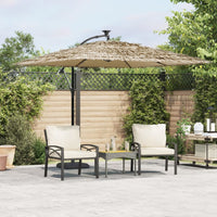 Parasol Met Led's En Stalen Paal Bruin