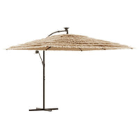 Parasol Met Led's En Stalen Paal Bruin