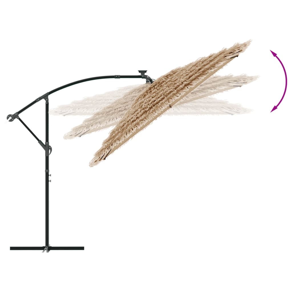 Parasol Met Led's En Stalen Paal Bruin