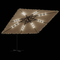 Parasol Met Led's En Stalen Paal Bruin