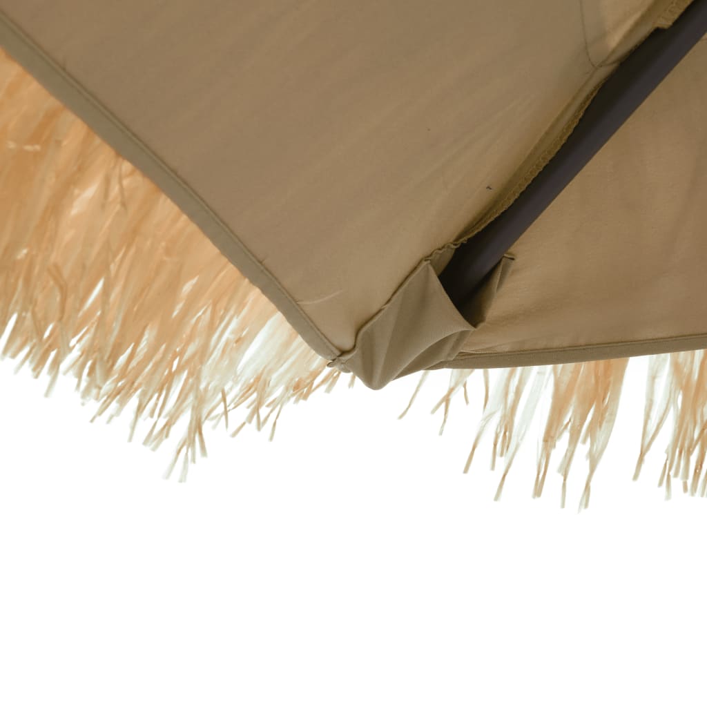 Parasol Met Led's En Stalen Paal Bruin