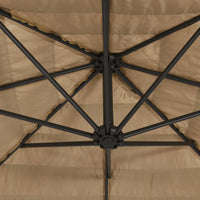 Parasol Met Led's En Stalen Paal Bruin