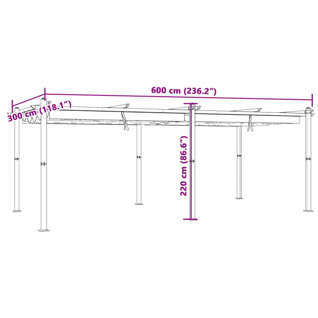 Prieel Met Uittrekbaar Dak 3X6 M Aluminium Kleurig