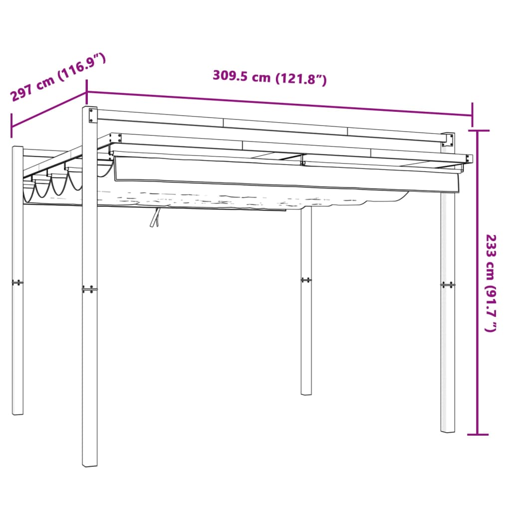 Prieel Met Uittrekbaar Dak 3X3 M Aluminium Kleurig
