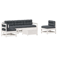 6-Delige Loungeset Met Kussens Massief Grenenhout Wit