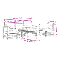 6-Delige Loungeset Met Kussens Massief Grenenhout Wit