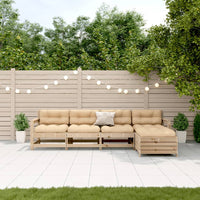 5-Delige Loungeset Met Kussens Massief Grenenhout Wit