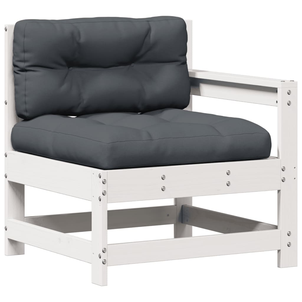 5-Delige Loungeset Met Kussens Massief Grenenhout Wit