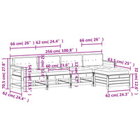 5-Delige Loungeset Met Kussens Massief Grenenhout Wit