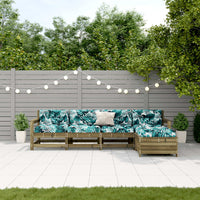 5-Delige Loungeset Met Kussens Massief Grenenhout Wit