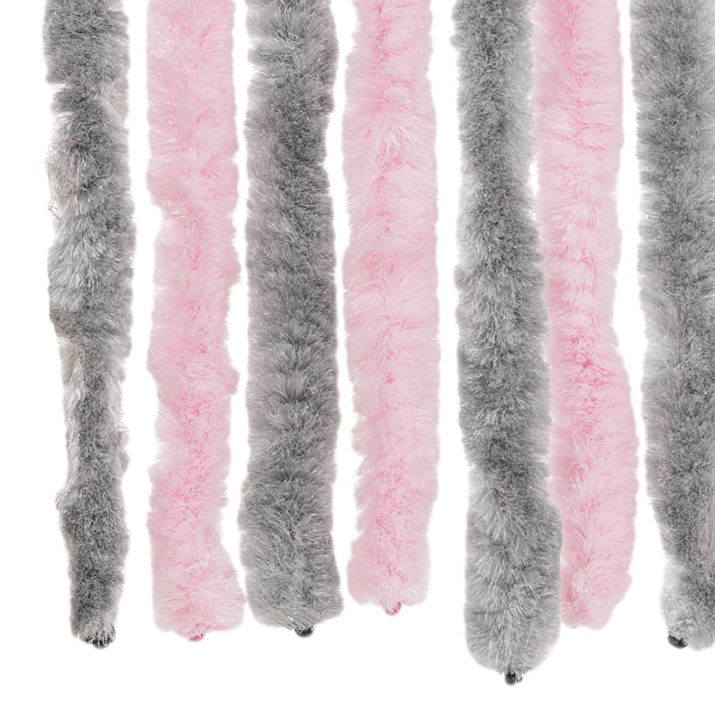 Vliegengordijn Chenille Zilver Grijs En Roze