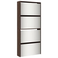 Schoenenkast Met Spiegel 4-Laags 63X17X134 Cm Bruin Eikenkleur