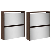 Schoenenkast Met Spiegel 4-Laags 63X17X134 Cm Bruin Eikenkleur