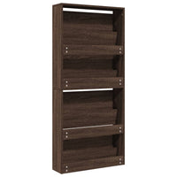 Schoenenkast Met Spiegel 4-Laags 63X17X134 Cm Bruin Eikenkleur