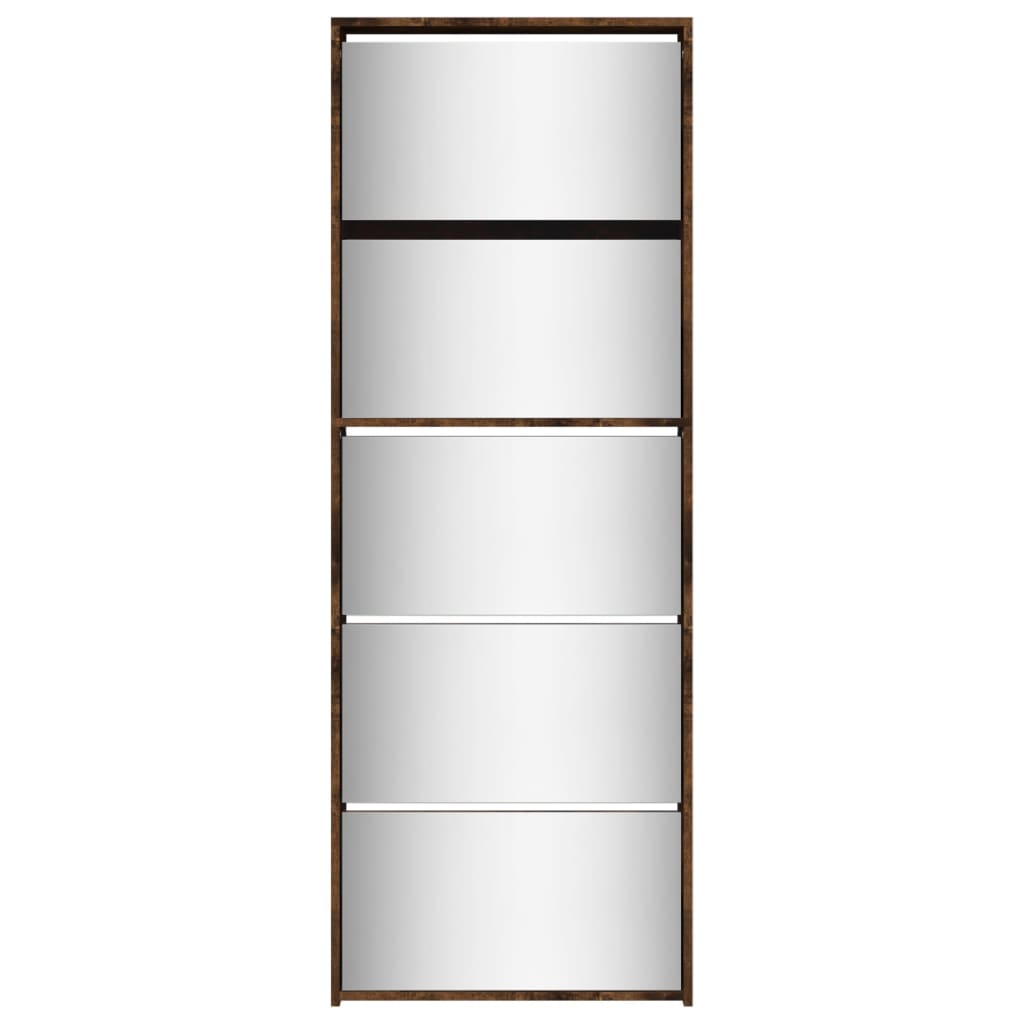 Schoenenkast Met Spiegel 5-Laags 63X17X169,5 Cm Gerookt Eiken