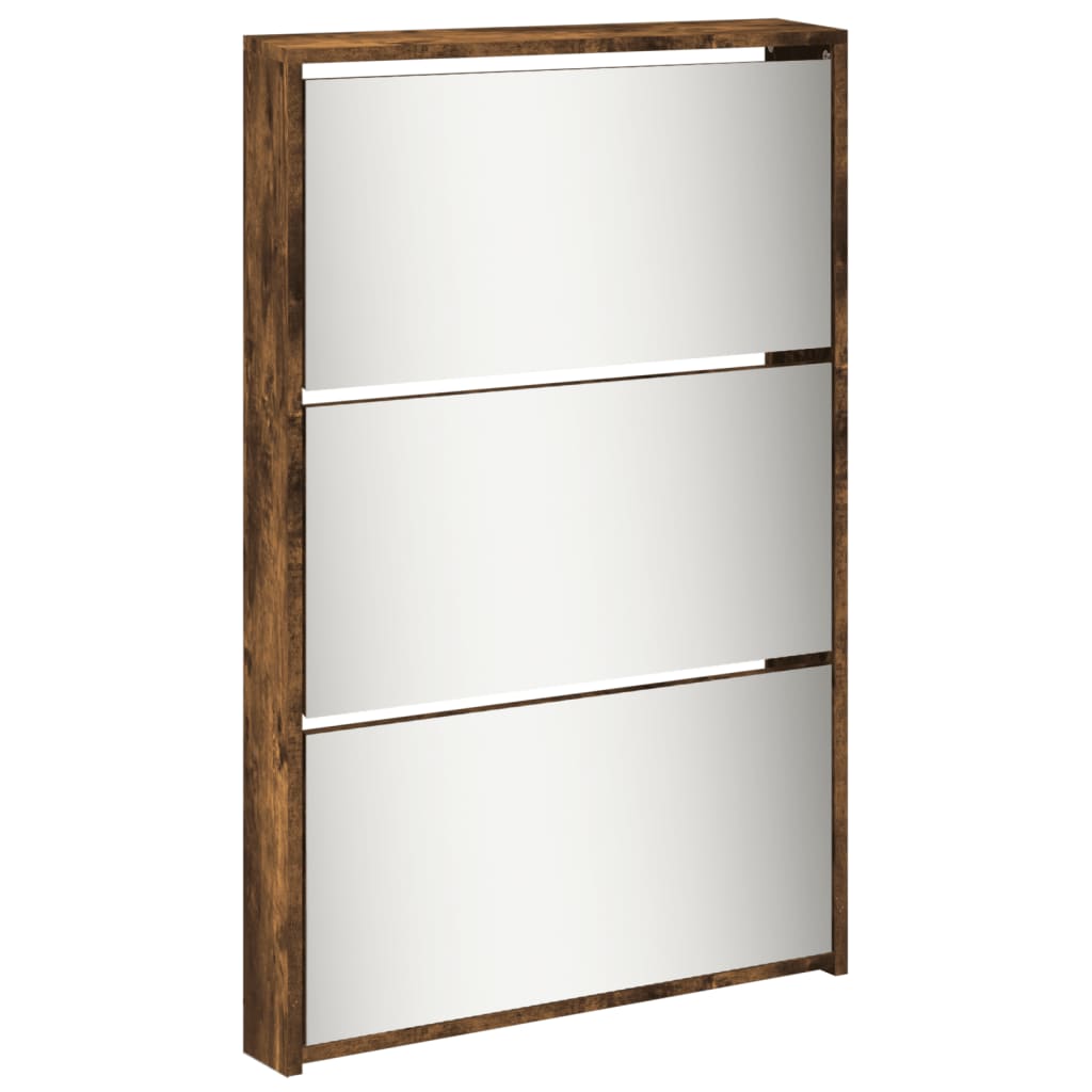 Schoenenkast Met Spiegel 5-Laags 63X17X169,5 Cm Gerookt Eiken