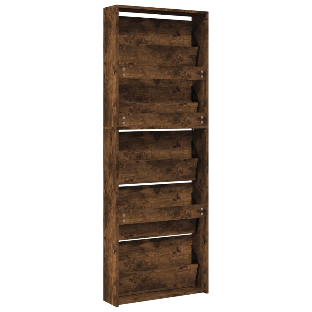 Schoenenkast Met Spiegel 5-Laags 63X17X169,5 Cm Gerookt Eiken