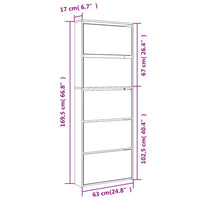 Schoenenkast Met Spiegel 5-Laags 63X17X169,5 Cm Gerookt Eiken