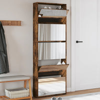 Schoenenkast Met Spiegel 5-Laags 63X17X169,5 Cm Gerookt Eiken
