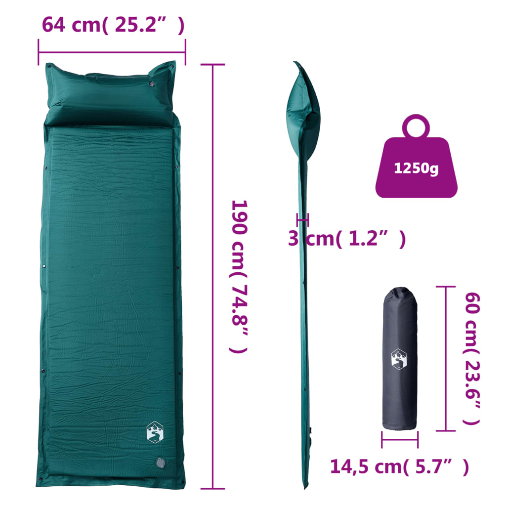 Kampeermatras Met Kussen Zelfopblazend 1-Persoons