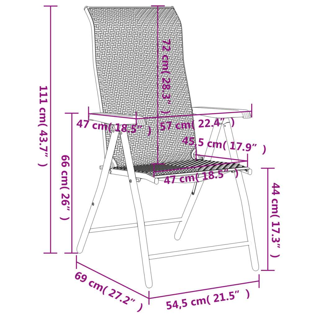 Tuinstoelen Inklapbaar Poly Rattan
