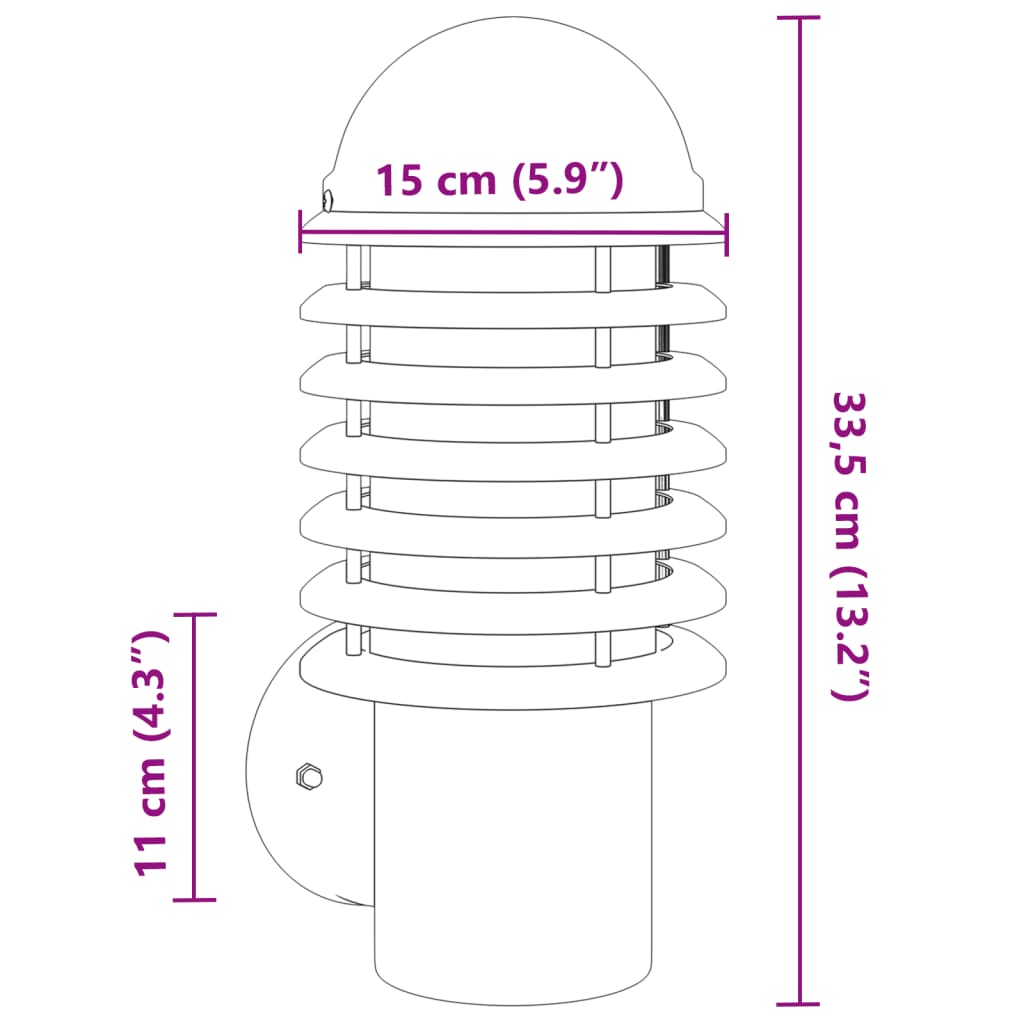 Buitenwandlamp Roestvrij Staal Kleurig Zilver