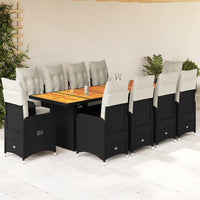 9-Delige Bistroset Met Kussens Poly Rattan Zwart