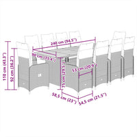 11-Delige Bistroset Met Kussens Poly Rattan