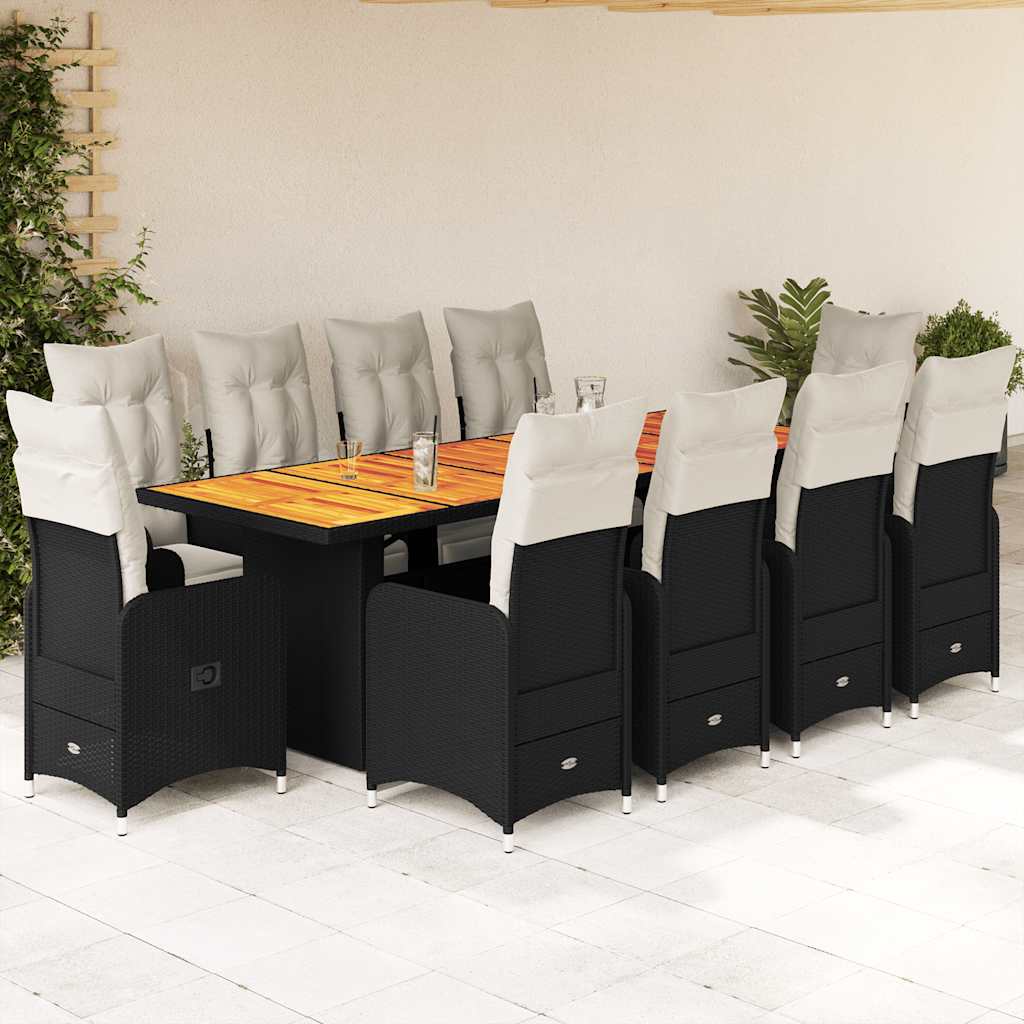 11-Delige Bistroset Met Kussens Poly Rattan