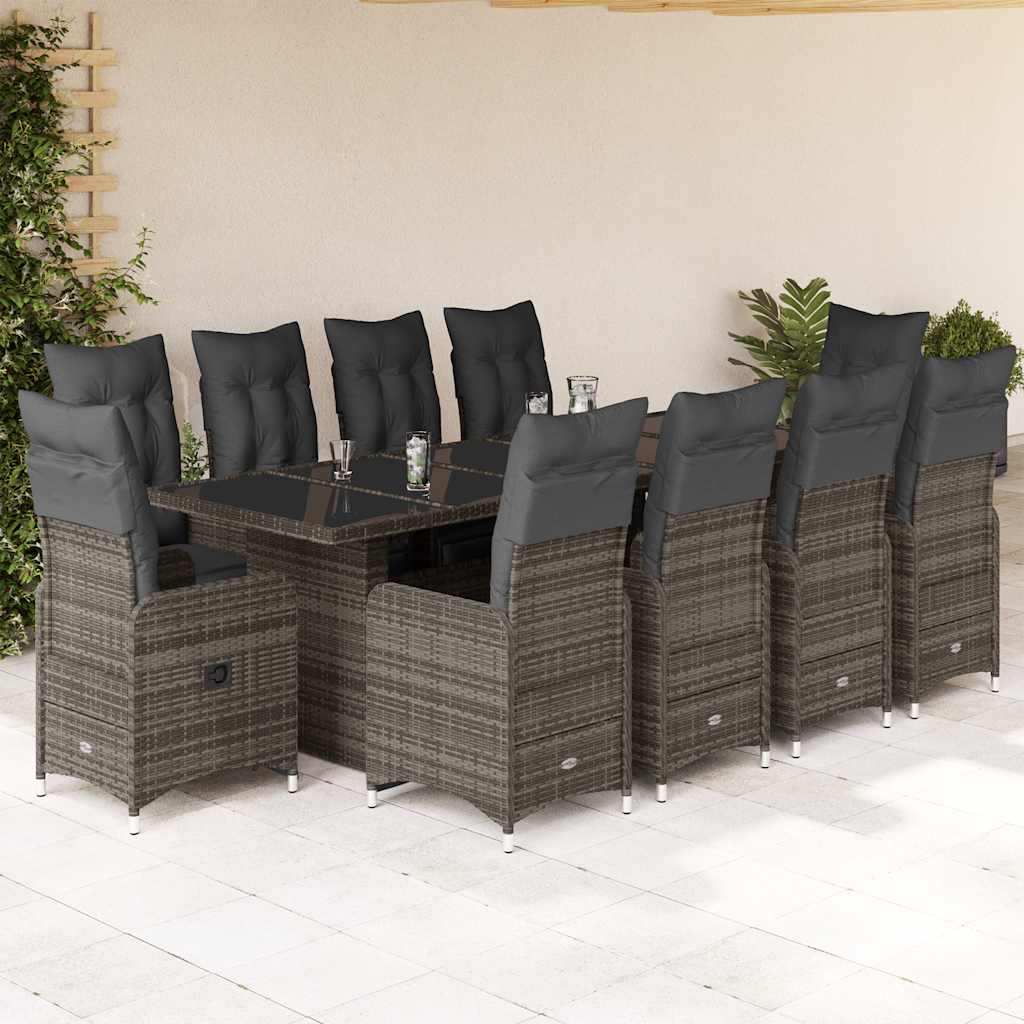 11-Delige Bistroset Met Kussens Poly Rattan